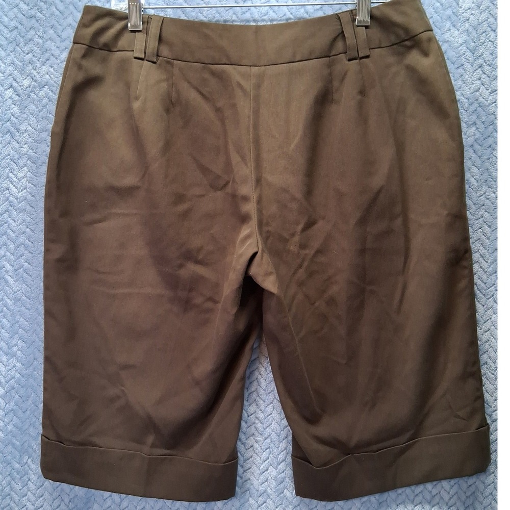 Cato Womens Brown Bermuda Shorts Cuffed Leopard Trim Pockets Size 12 - Picture 6 of 9